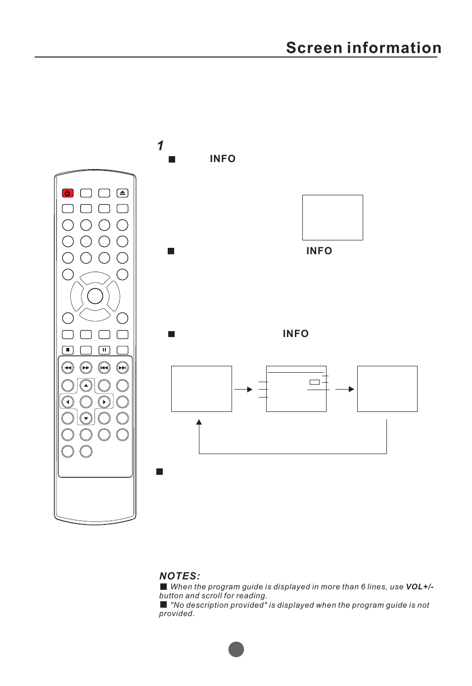 Screen information | Curtis TVD2000A User Manual | Page 19 / 48