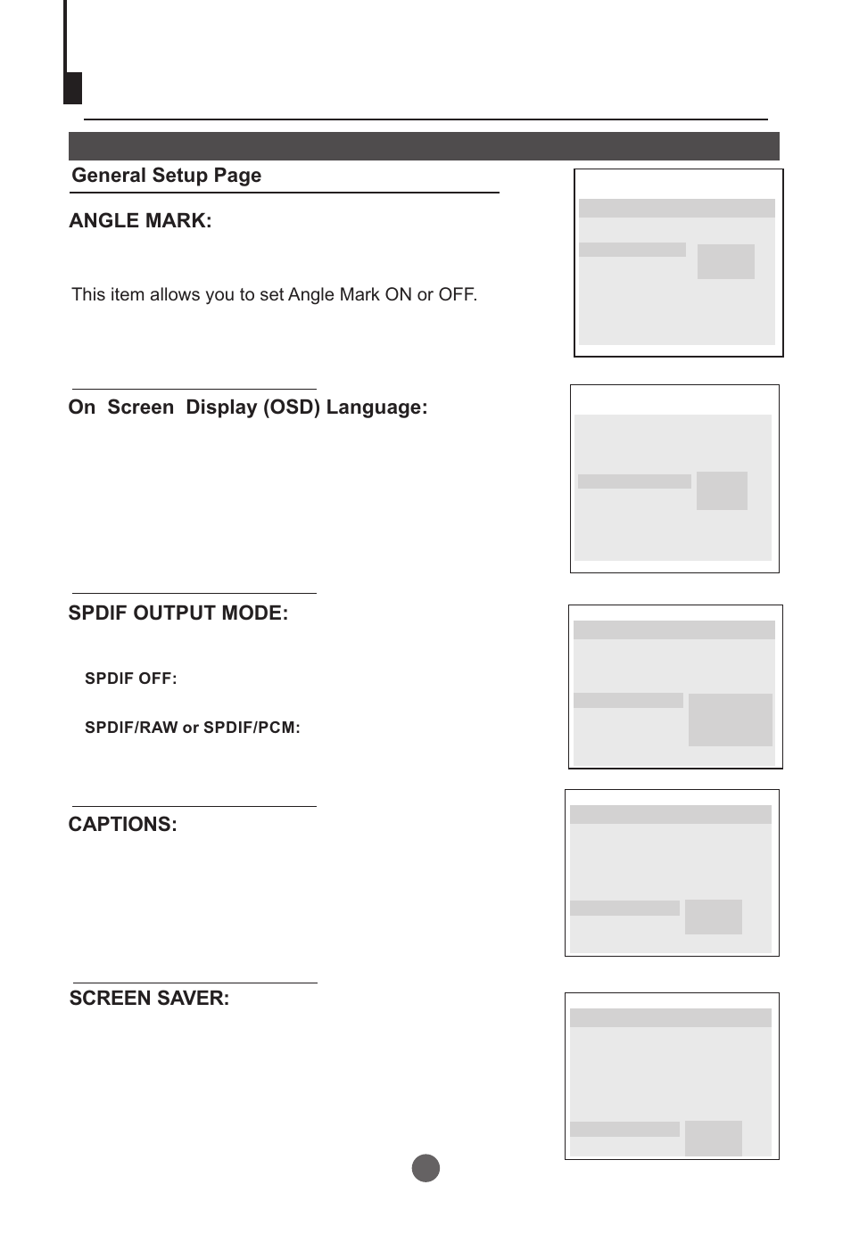 Dvd system setup(continued), This item allows you to set angle mark on or off | Curtis TVD2000A User Manual | Page 41 / 48