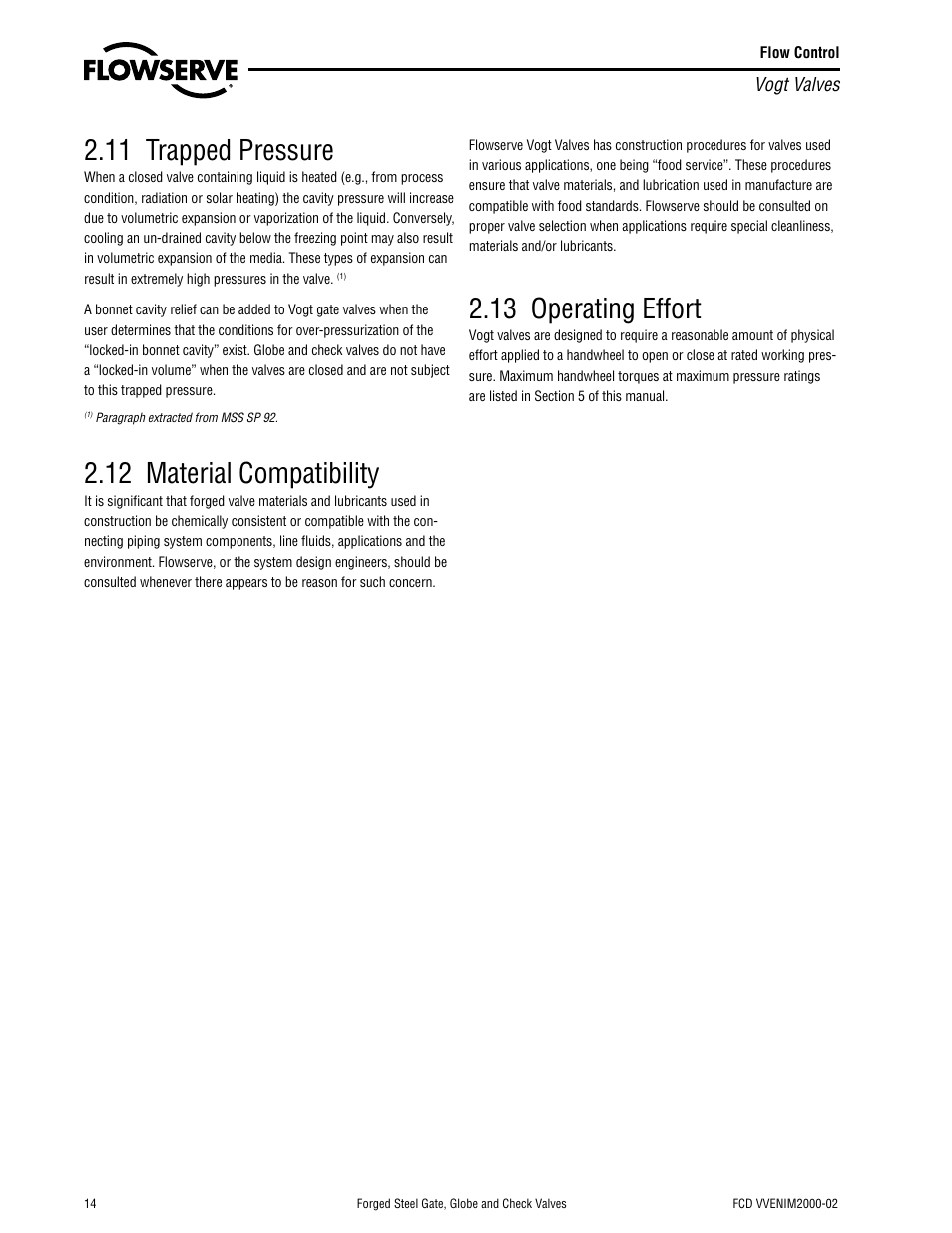 11 trapped pressure, 12 material compatibility, 13 operating effort | Flowserve Vogt Forged Steel Gate User Manual | Page 14 / 52