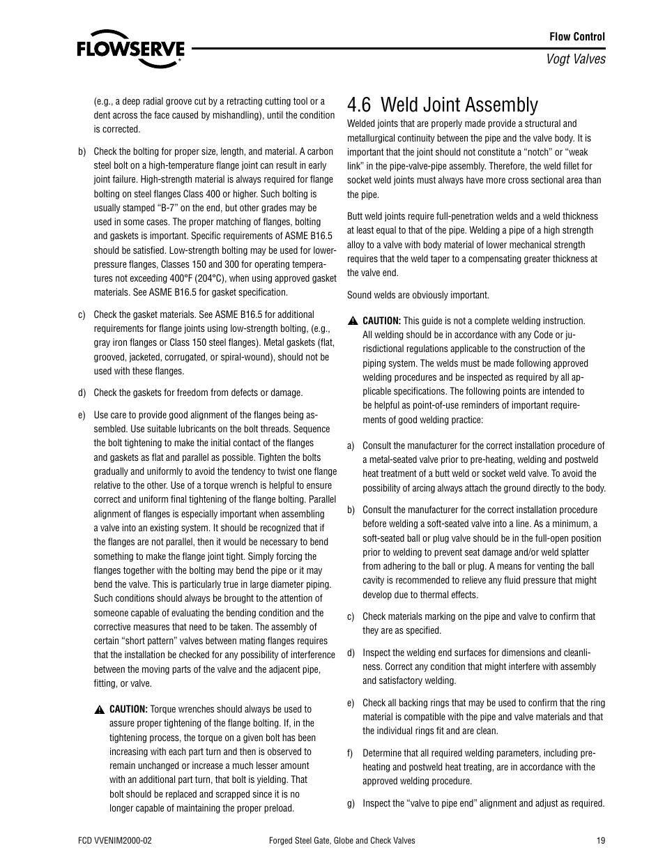 6 weld joint assembly | Flowserve Vogt Forged Steel Gate User Manual | Page 19 / 52