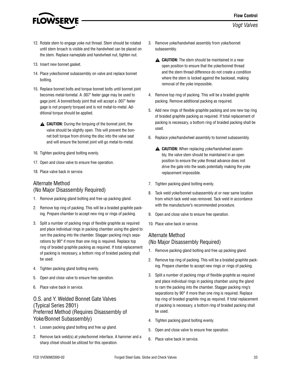 Flowserve Vogt Forged Steel Gate User Manual | Page 33 / 52