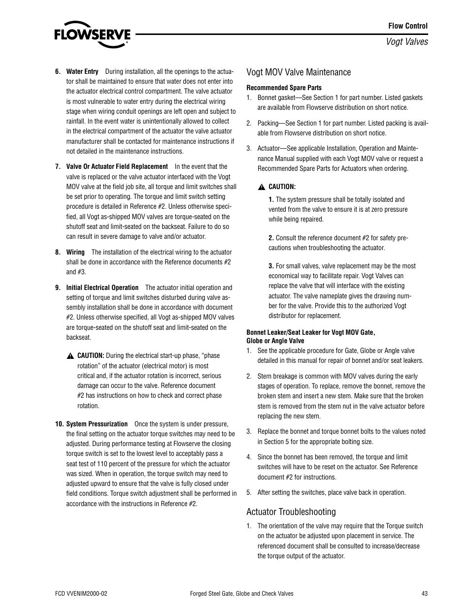 Flowserve Vogt Forged Steel Gate User Manual | Page 43 / 52