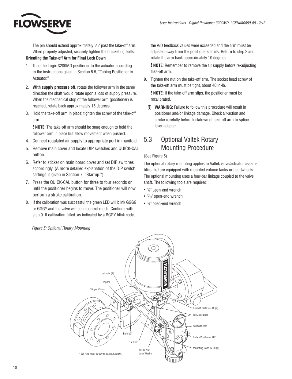 3 optional valtek rotary mounting procedure | Flowserve 3200MD User Manual | Page 10 / 40