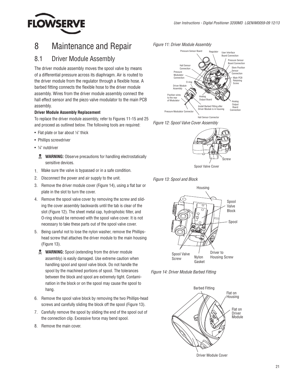 8maintenance and repair, 1 driver module assembly | Flowserve 3200MD User Manual | Page 21 / 40