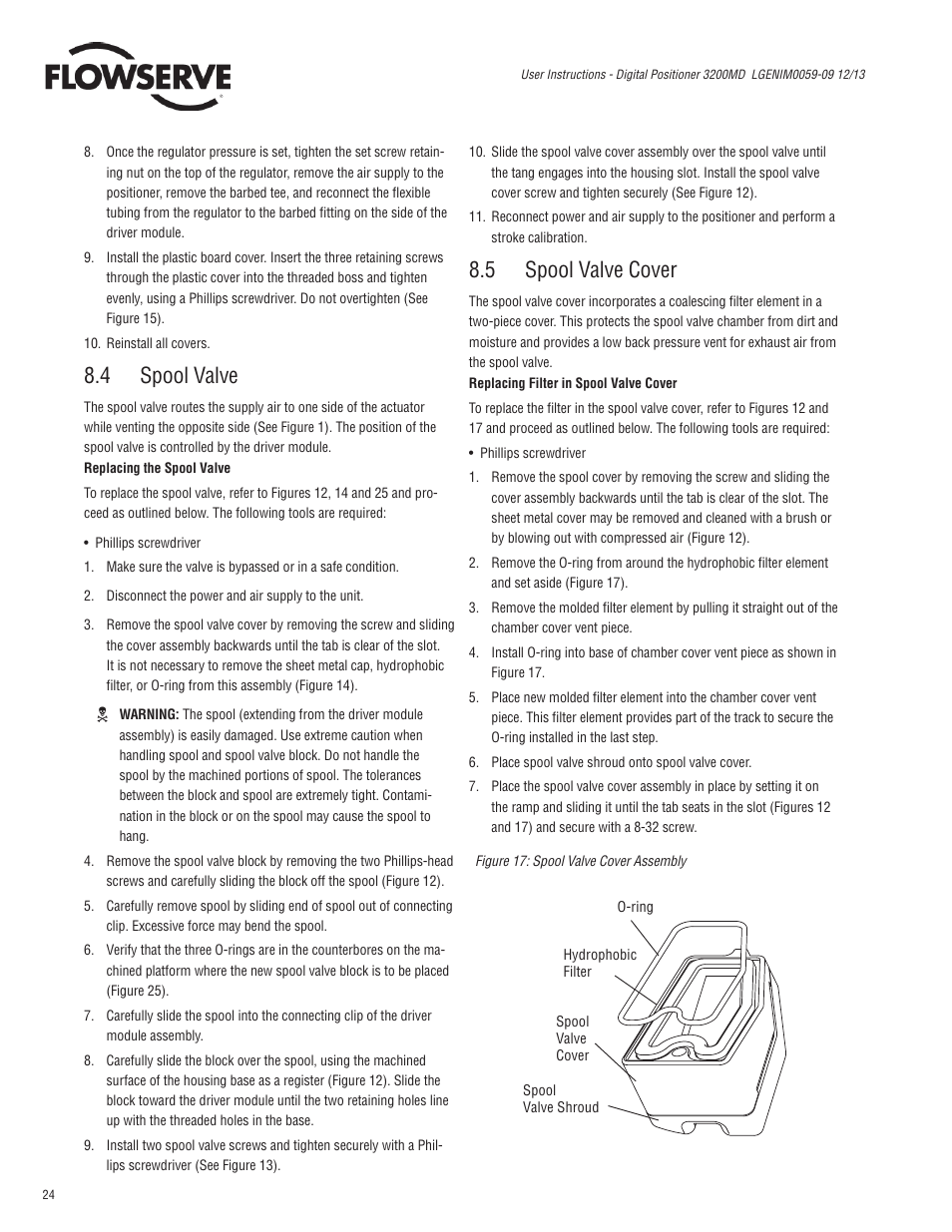 4 spool valve, 5 spool valve cover | Flowserve 3200MD User Manual | Page 24 / 40