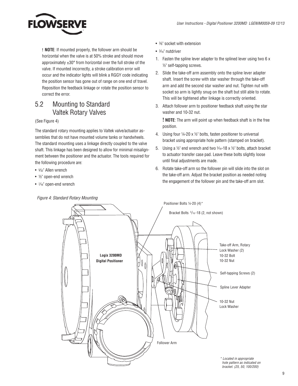 2 mounting to standard valtek rotary valves | Flowserve 3200MD User Manual | Page 9 / 40