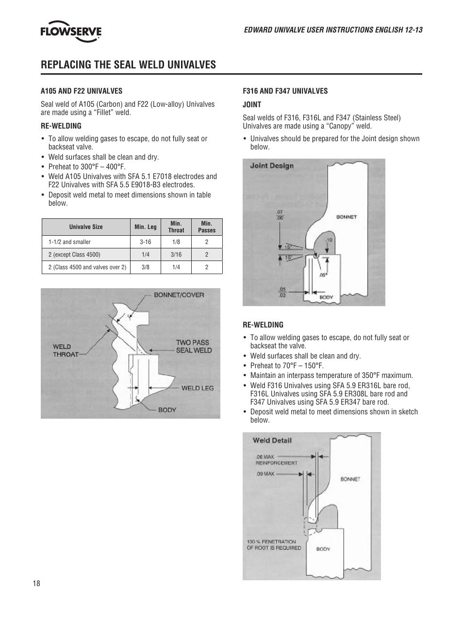 Replacing the seal weld univalves | Flowserve V-370 R3 Edward Valves User Manual | Page 18 / 24
