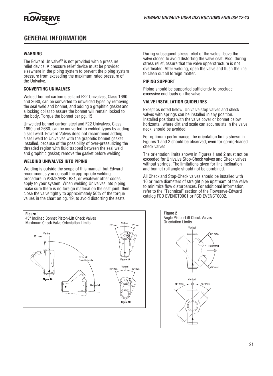 General information | Flowserve V-370 R3 Edward Valves User Manual | Page 21 / 24