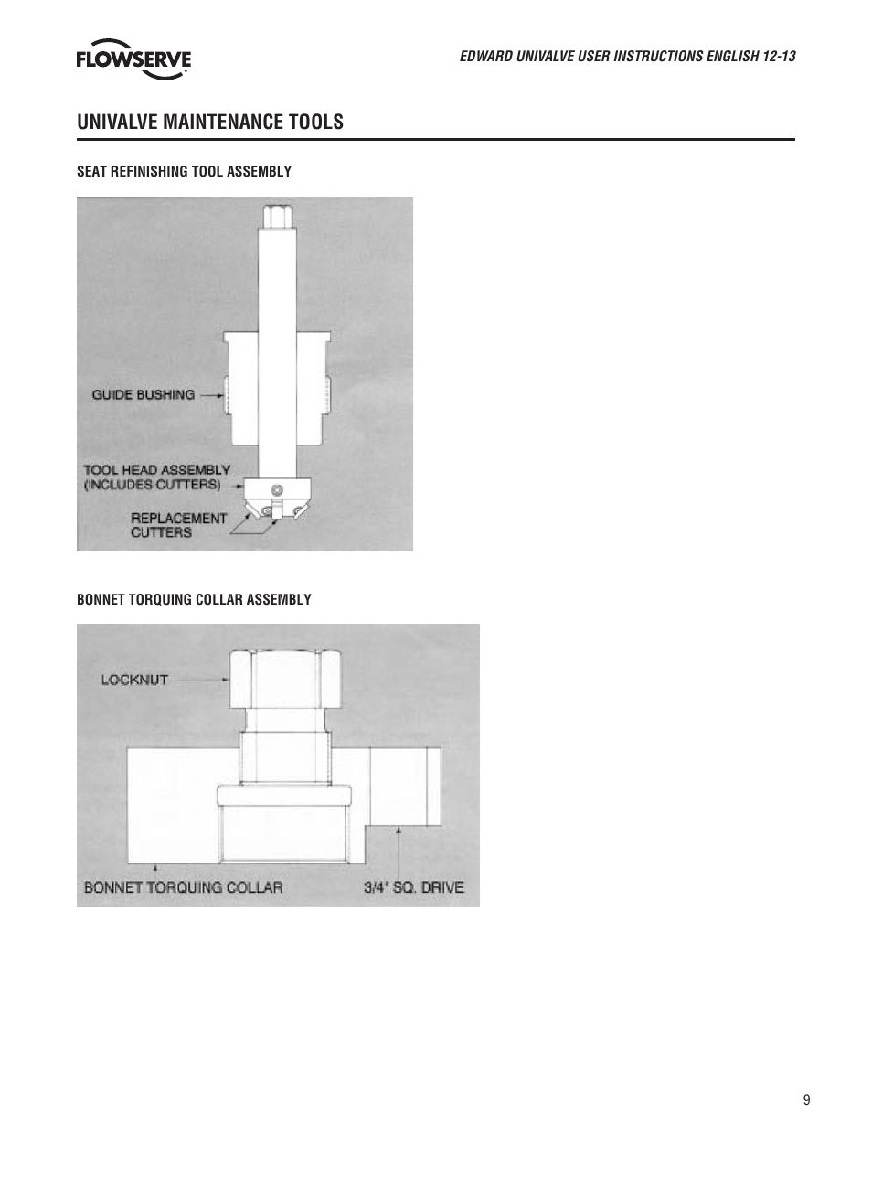 Univalve maintenance tools | Flowserve V-370 R3 Edward Valves User Manual | Page 9 / 24