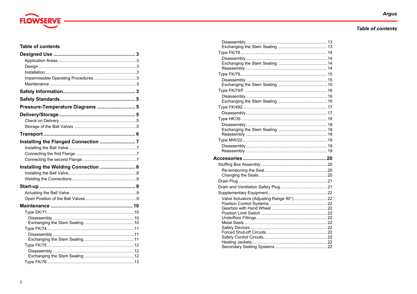 Flowserve Argus Ball Valves User Manual | Page 2 / 23