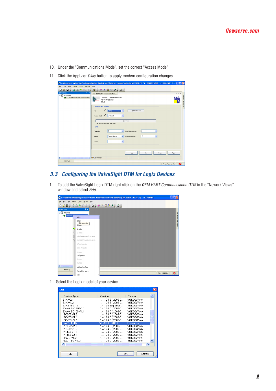 3 configuring the valvesight dtm for logix devices | Flowserve ValveSight Diagnostics User Manual | Page 9 / 12