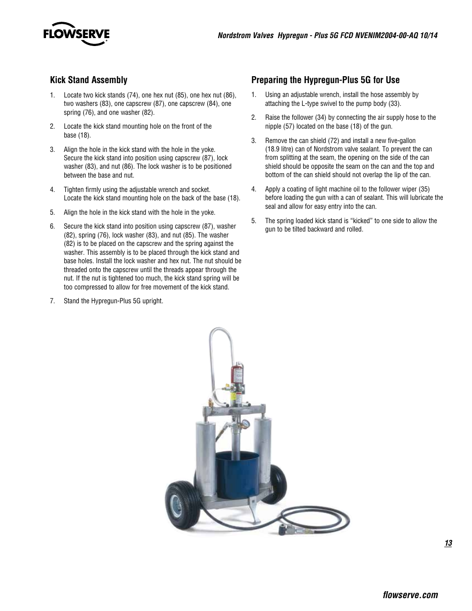Preparing the hypregun-plus 5g for use | Flowserve Nordstrom Hypregun-Plus 5G Pneumatic Valve Sealant Injector User Manual | Page 13 / 20