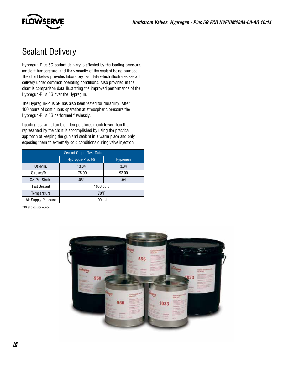 Sealant delivery | Flowserve Nordstrom Hypregun-Plus 5G Pneumatic Valve Sealant Injector User Manual | Page 16 / 20