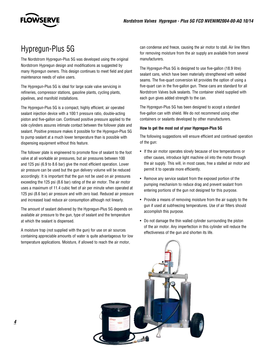 Hypregun-plus 5g | Flowserve Nordstrom Hypregun-Plus 5G Pneumatic Valve Sealant Injector User Manual | Page 4 / 20
