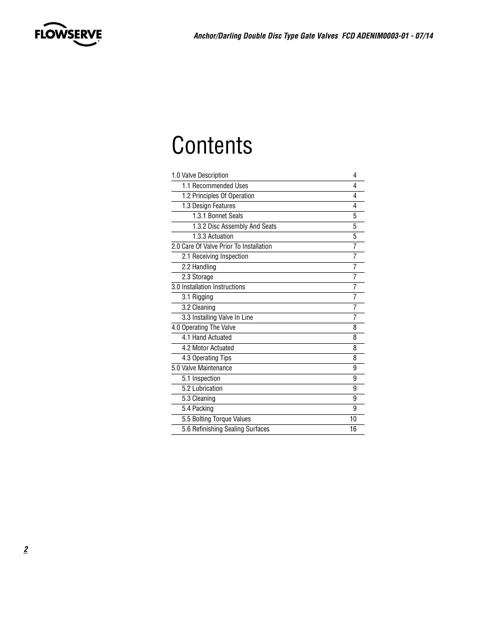 Flowserve Double-Disc Gate Valve Sizes 2.5 User Manual | Page 2 / 28