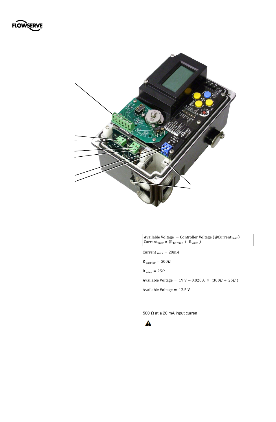 7 electrical connections, 1 electrical terminals, 2 command input (4-20 ma) connection | 1 compliance voltage, Electrical connections, Lectrical, Erminals, Ommand, Nput, Onnection | Flowserve 500+ Series Logix User Manual | Page 22 / 64