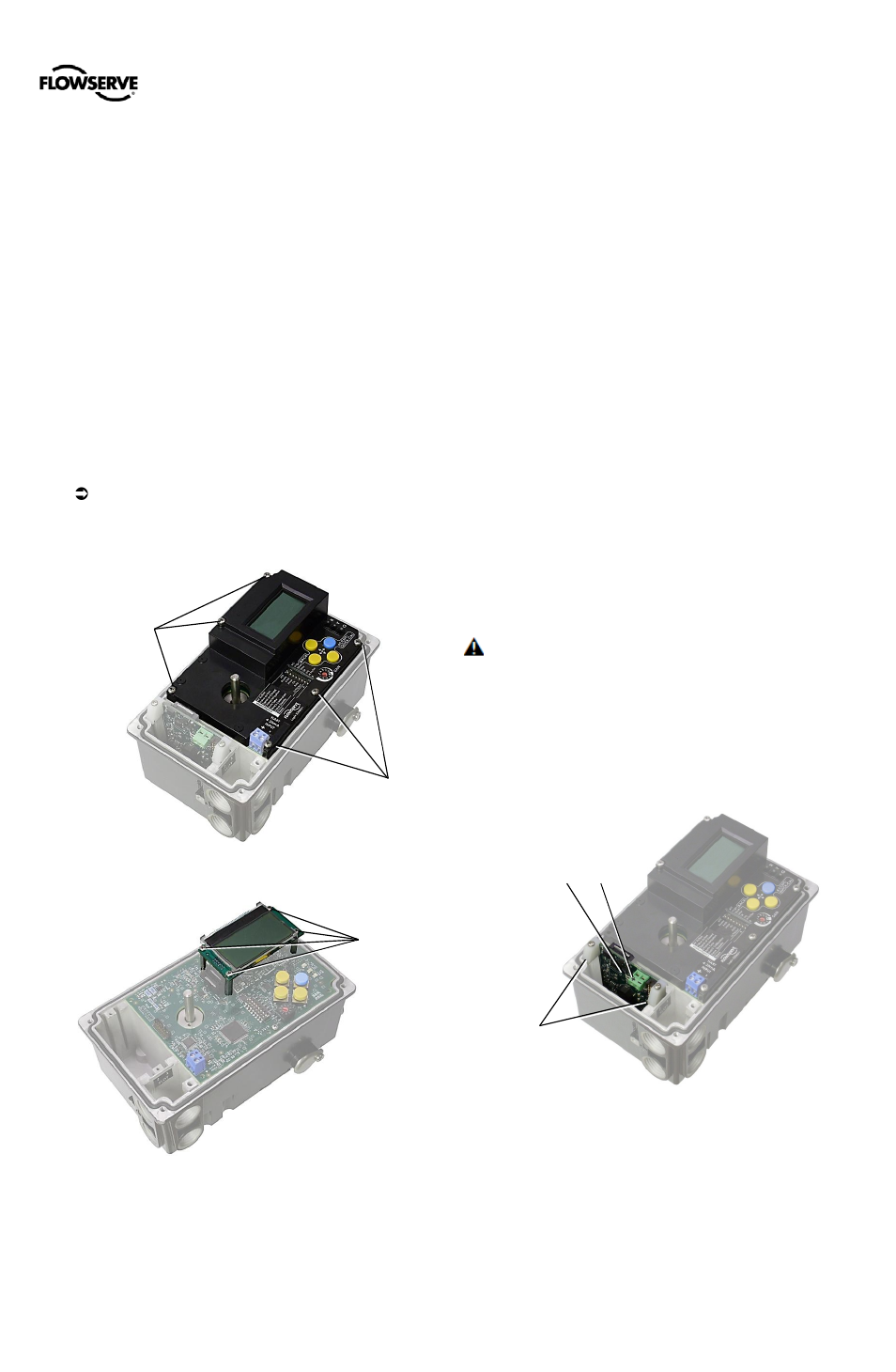 5 replacing the lcd board, 6 replacing an auxiliary card, Eplacing the | Oard, Eplacing an, Uxiliary | Flowserve 500+ Series Logix User Manual | Page 46 / 64