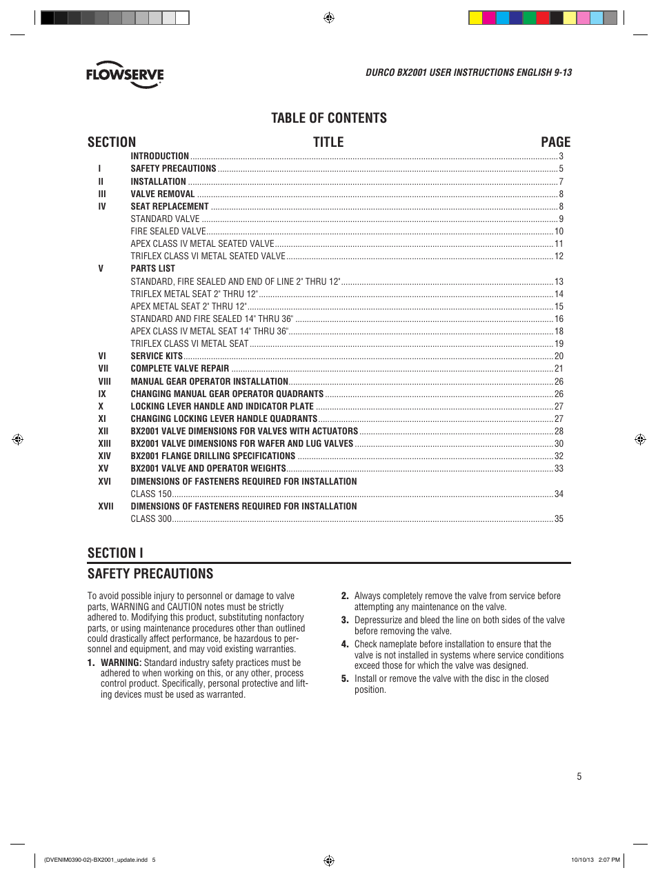 Flowserve BX2001
 Durco User Manual | Page 5 / 36