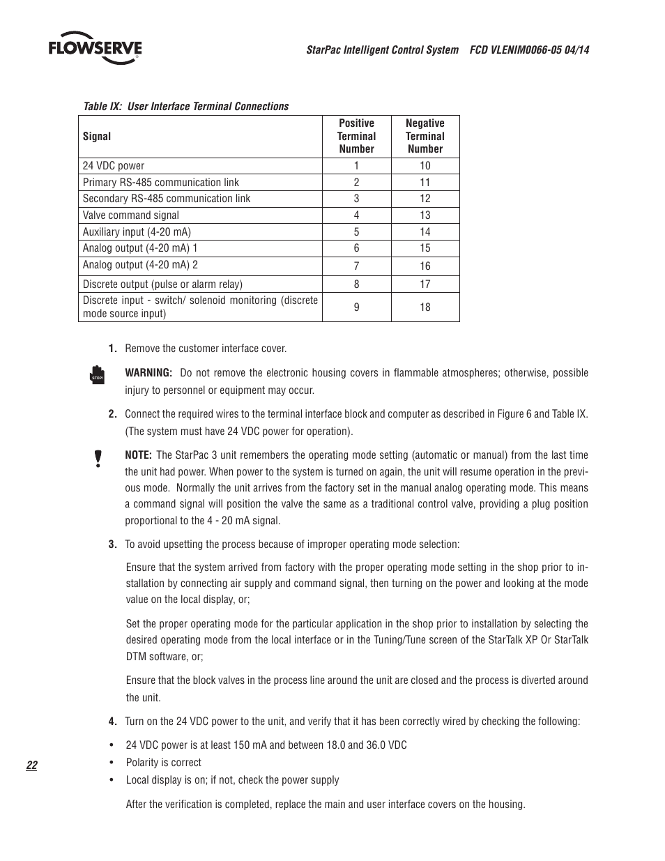 Flowserve StarPac 3 User Manual | Page 22 / 60