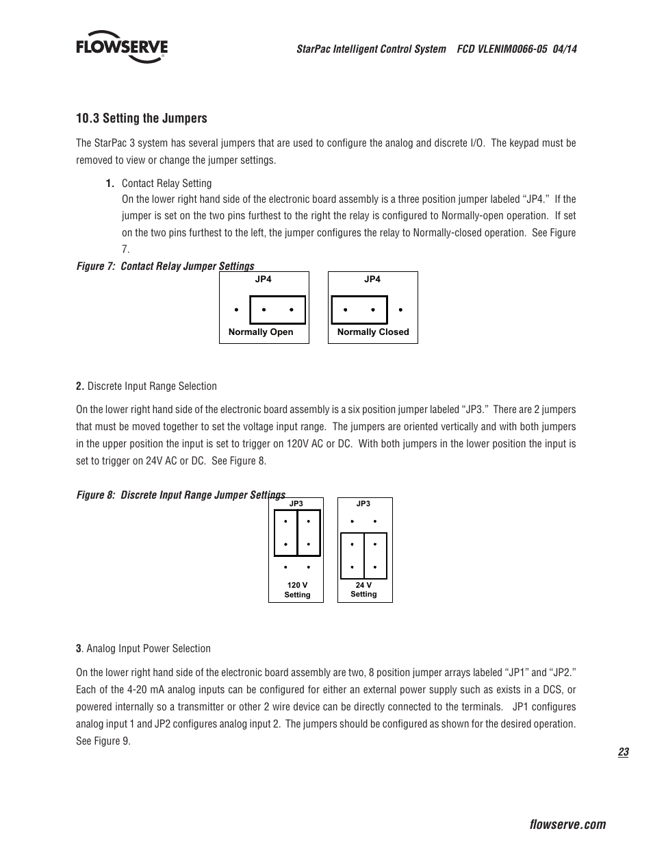 3 setting the jumpers | Flowserve StarPac 3 User Manual | Page 23 / 60