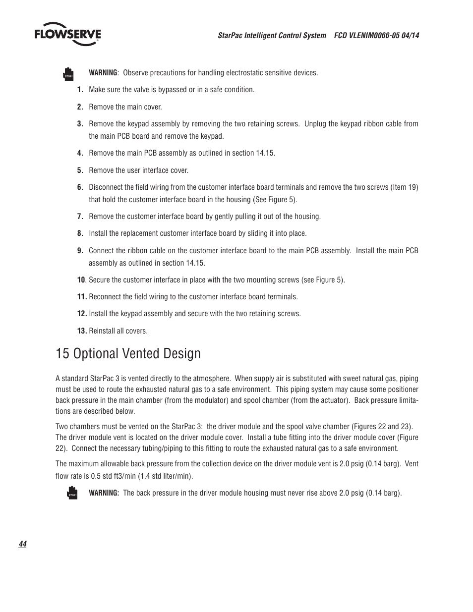 15 optional vented design | Flowserve StarPac 3 User Manual | Page 44 / 60