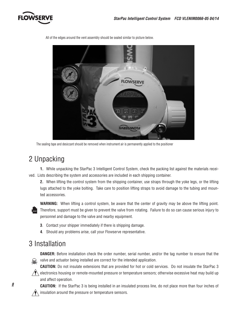 2 unpacking, 3 installation | Flowserve StarPac 3 User Manual | Page 8 / 60