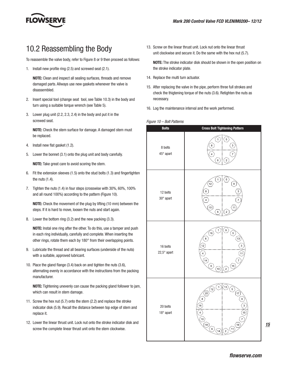 2 reassembling the body | Flowserve Valtek Mark 200 User Manual | Page 15 / 20