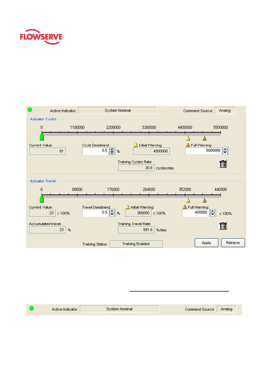 Actuator cycle & travel | Flowserve Logix MD+ ValveSight User Manual | Page 103 / 280
