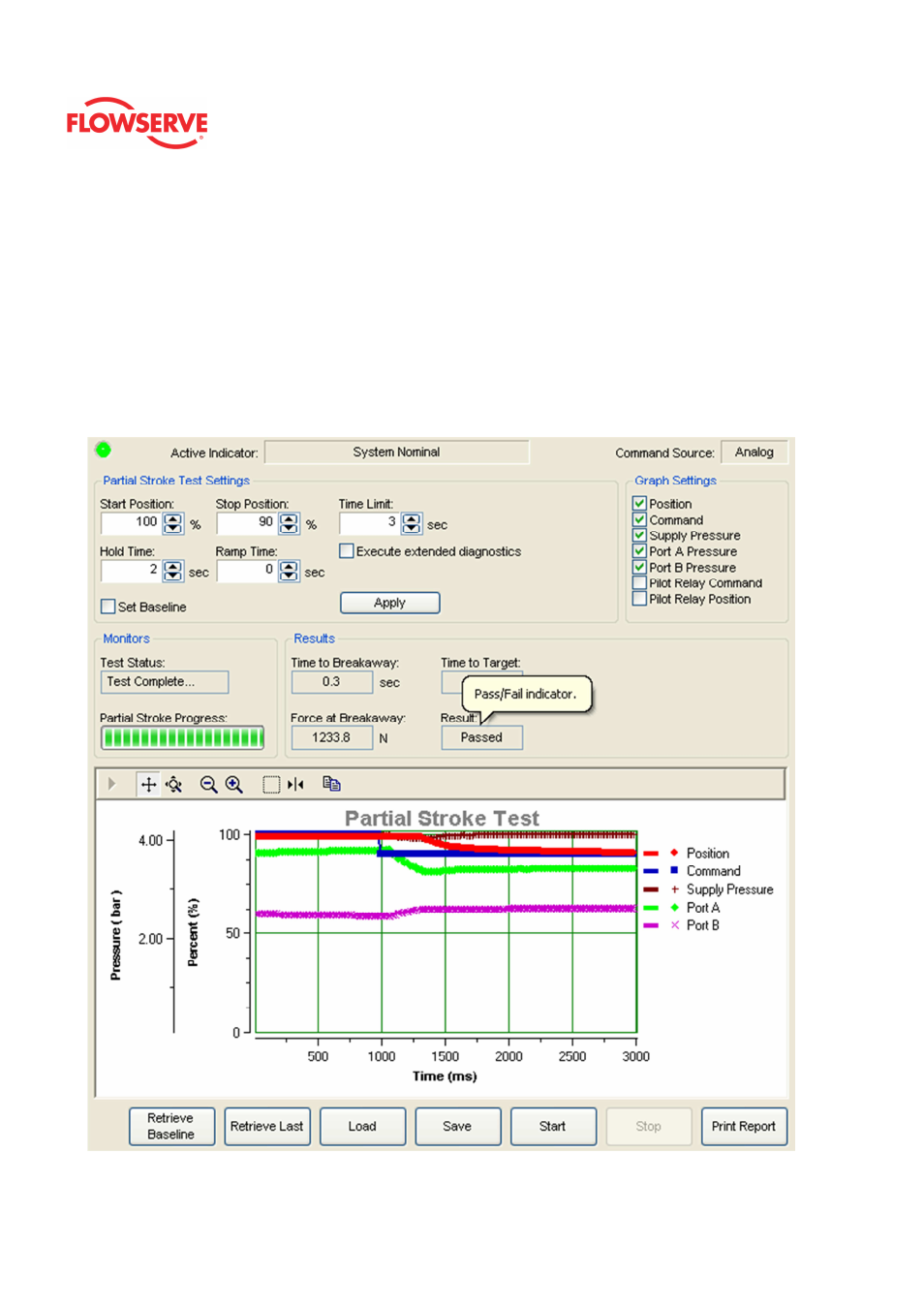 Partial stroke test | Flowserve Logix MD+ ValveSight User Manual | Page 184 / 280