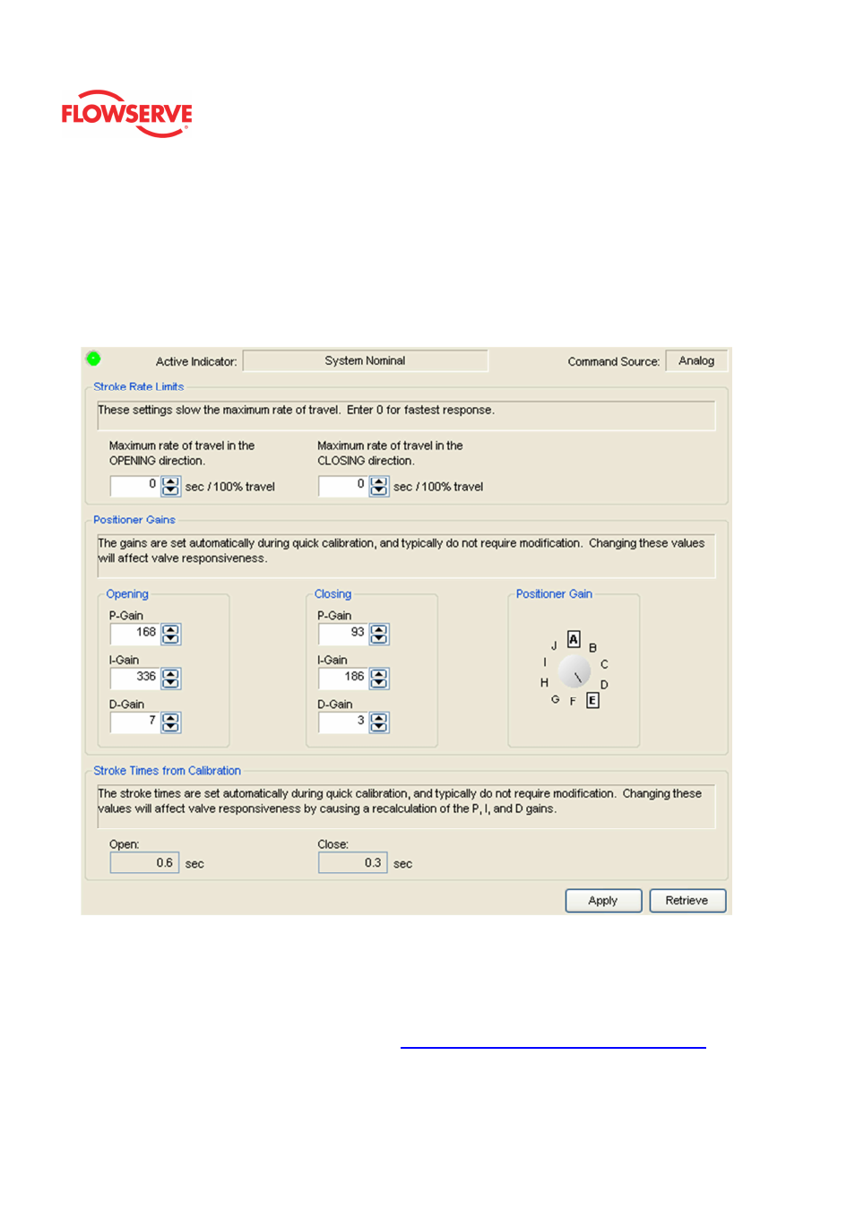 Positioner gain | Flowserve Logix MD+ ValveSight User Manual | Page 243 / 280