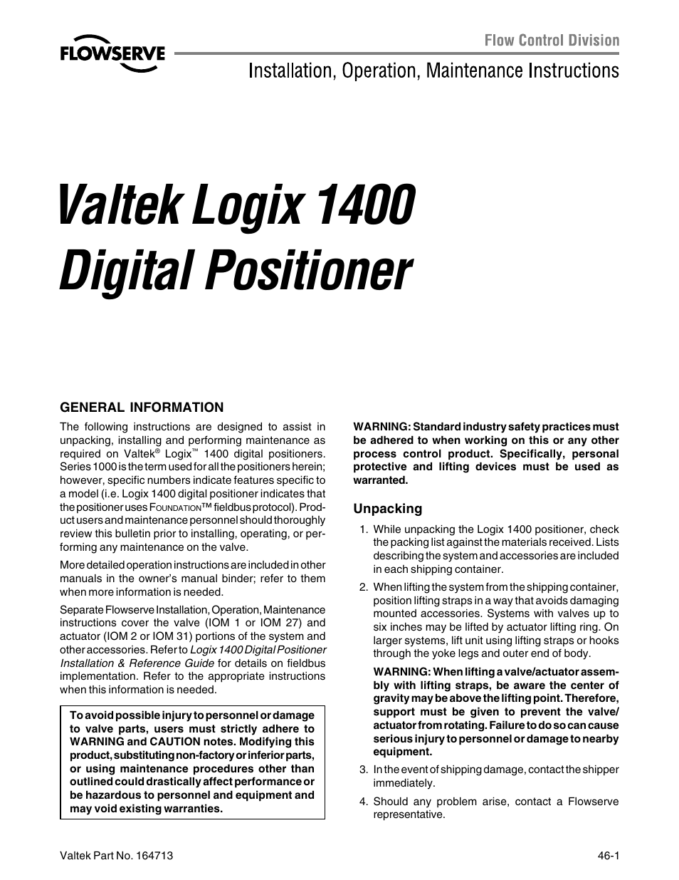 Flowserve 1400 Valtek Logix User Manual | 32 pages