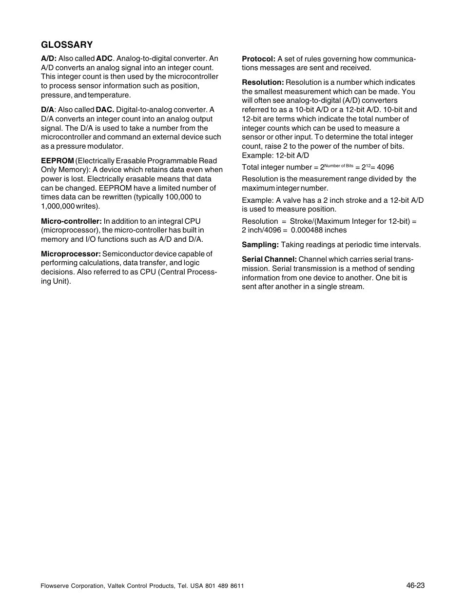 Glossary | Flowserve 1400 Valtek Logix User Manual | Page 23 / 32