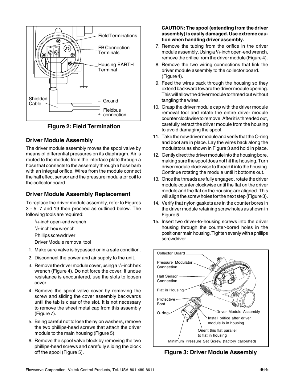 Figure 2: field termination driver module assembly, Driver module assembly replacement, Figure 3: driver module assembly | Flowserve 1400 Valtek Logix User Manual | Page 5 / 32