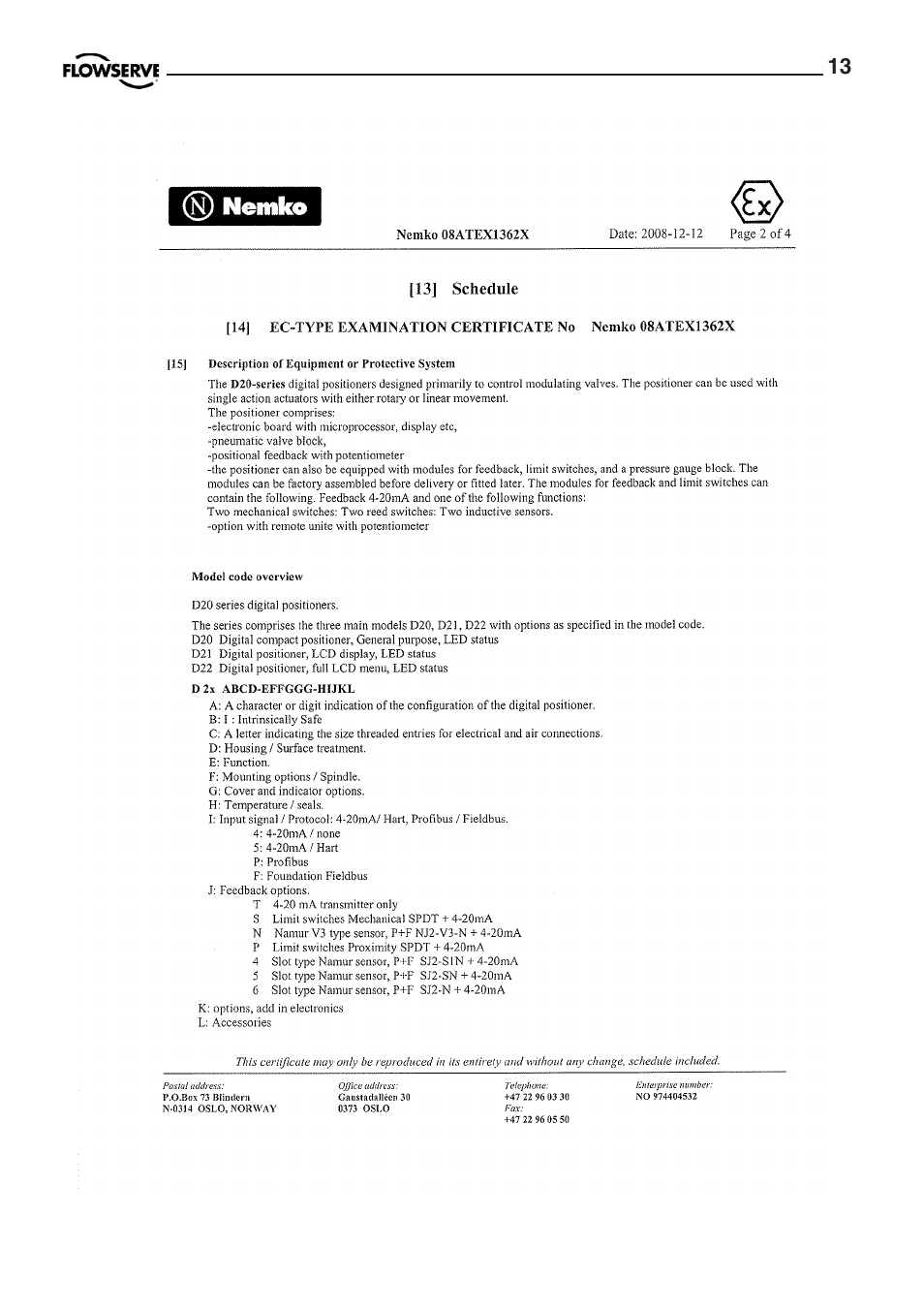 Flowserve PMV D20 User Manual | Page 13 / 34