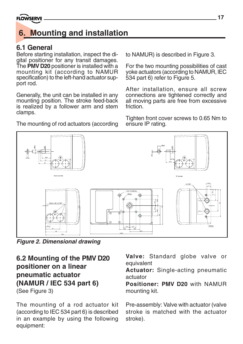 Mounting and installation, 1 general | Flowserve PMV D20 User Manual | Page 17 / 34