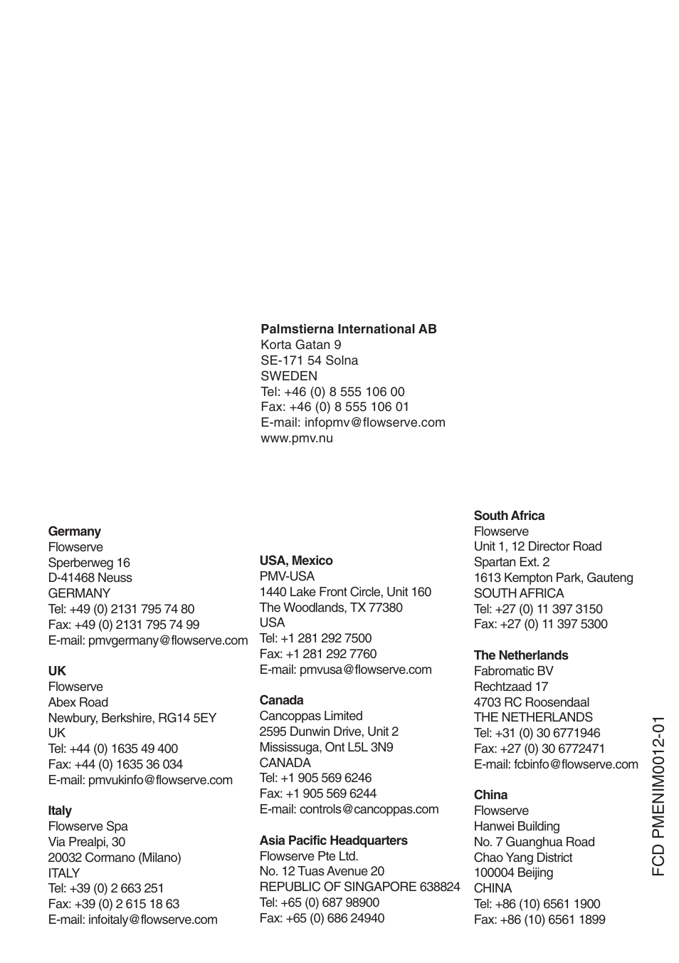 Flowserve PMV D20 User Manual | Page 34 / 34