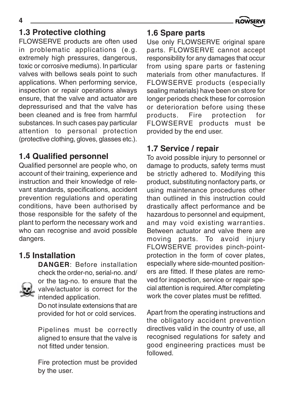 Flowserve PMV D20 User Manual | Page 4 / 34