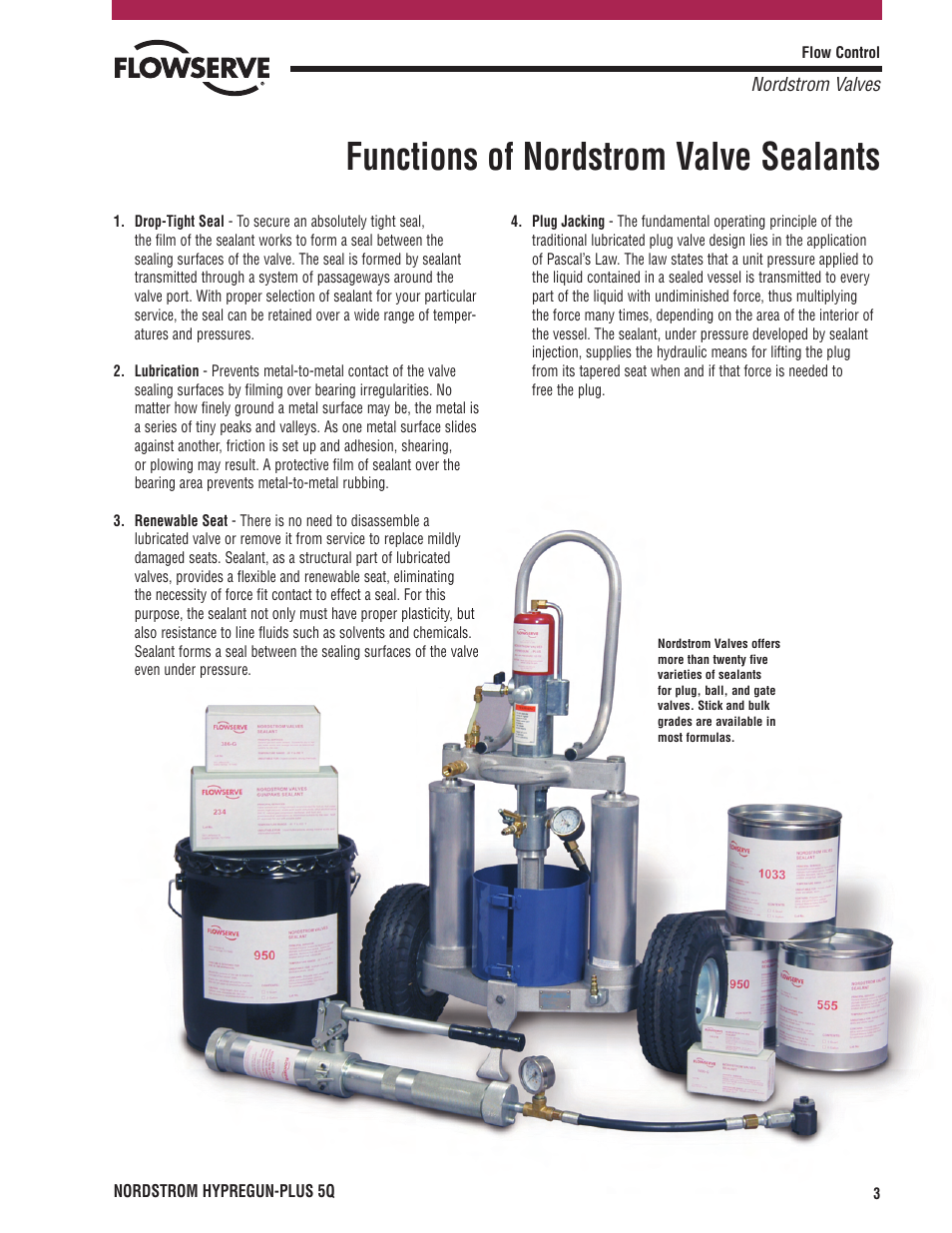 Functions of nordstrom valve sealants | Flowserve PLUS 5Q User Manual | Page 3 / 16
