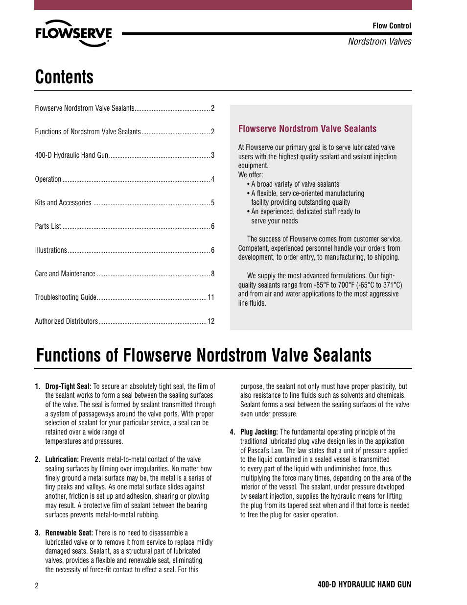 Flowserve 400-D User Manual | Page 2 / 12