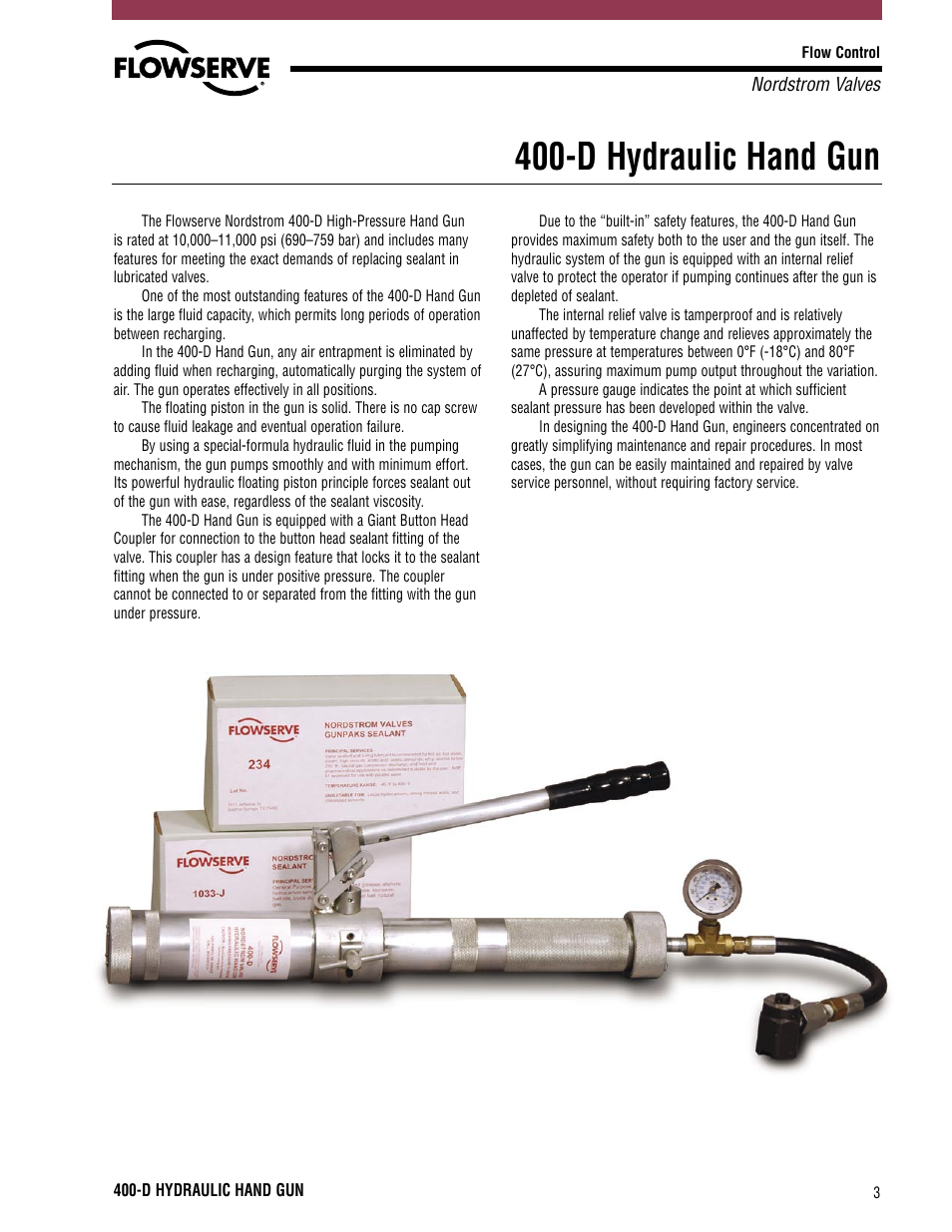 D hydraulic hand gun | Flowserve 400-D User Manual | Page 3 / 12