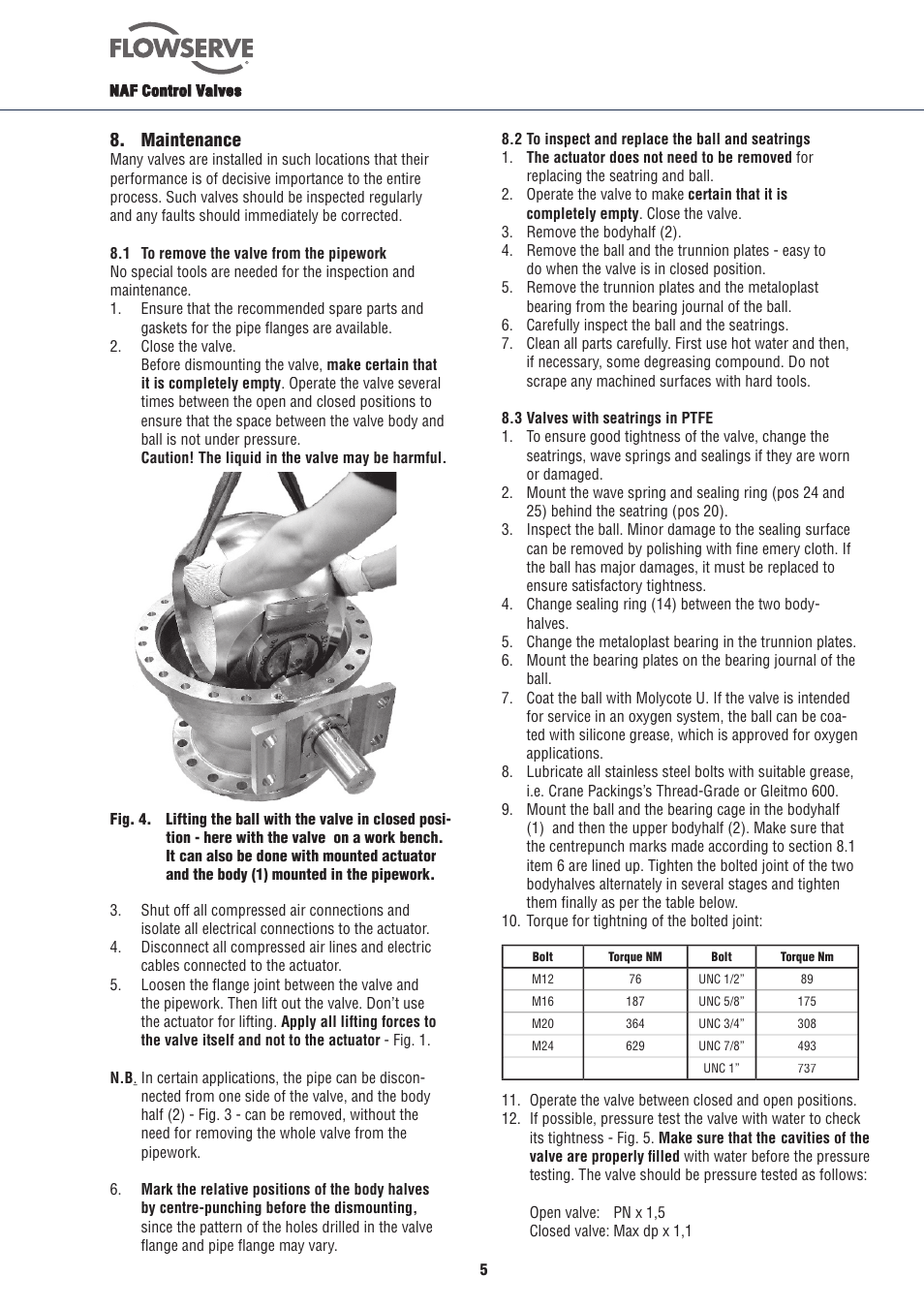 Maintenance | Flowserve Trunnball User Manual | Page 5 / 8