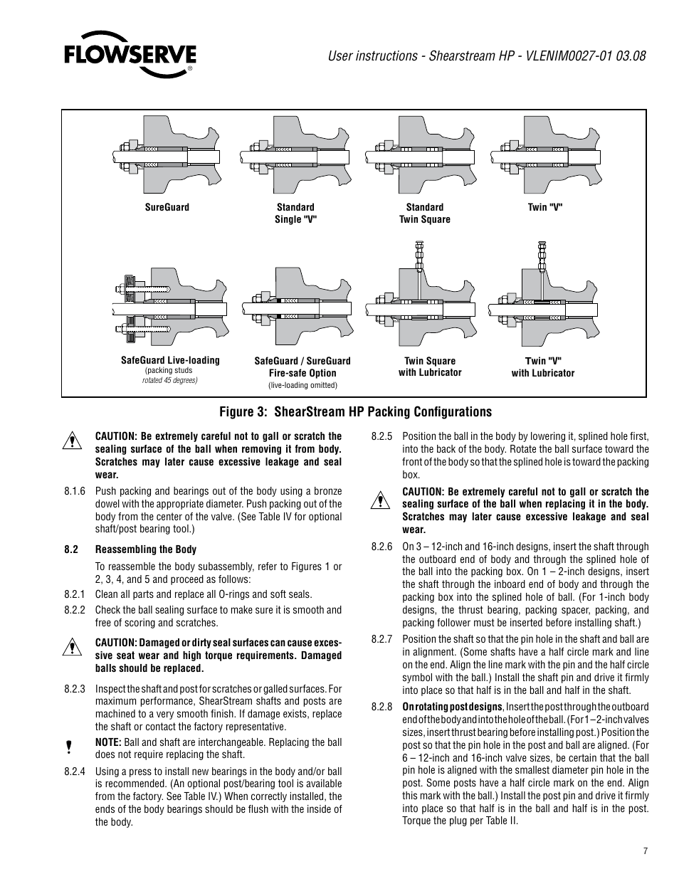 Figure 3: shearstream hp packing configurations | Flowserve Valtek ShearStream HP Control Valves User Manual | Page 7 / 12