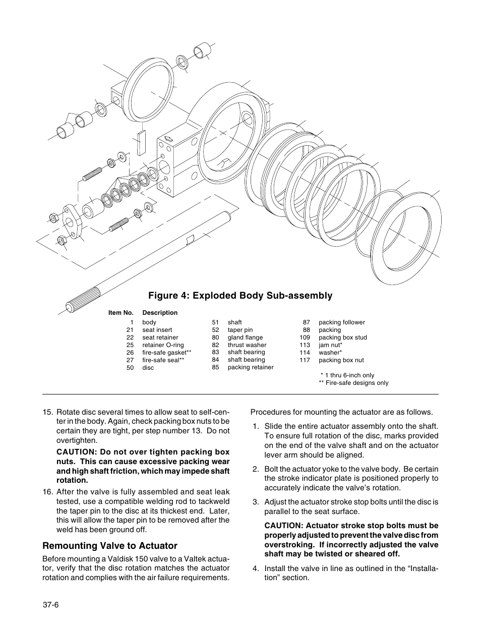 Remounting valve to actuator, Figure 4: exploded body sub-assembly | Flowserve BX 150 User Manual | Page 6 / 8