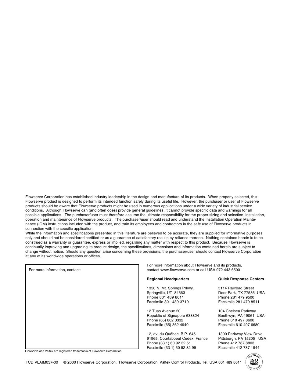 Flowserve BX 150 User Manual | Page 8 / 8