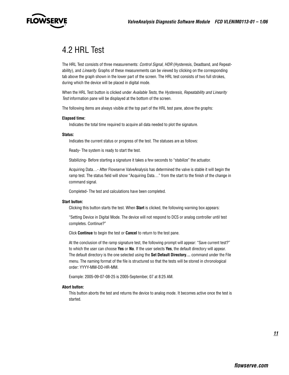 2 hrl test | Flowserve ValveAnalysis User Manual | Page 11 / 16