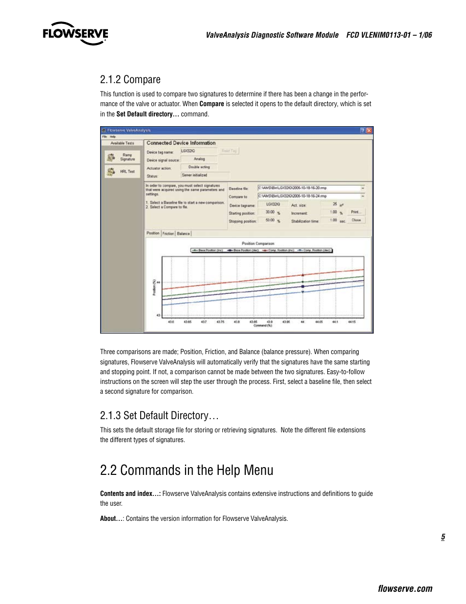 2 commands in the help menu, 2 compare, 3 set default directory | Flowserve ValveAnalysis User Manual | Page 5 / 16