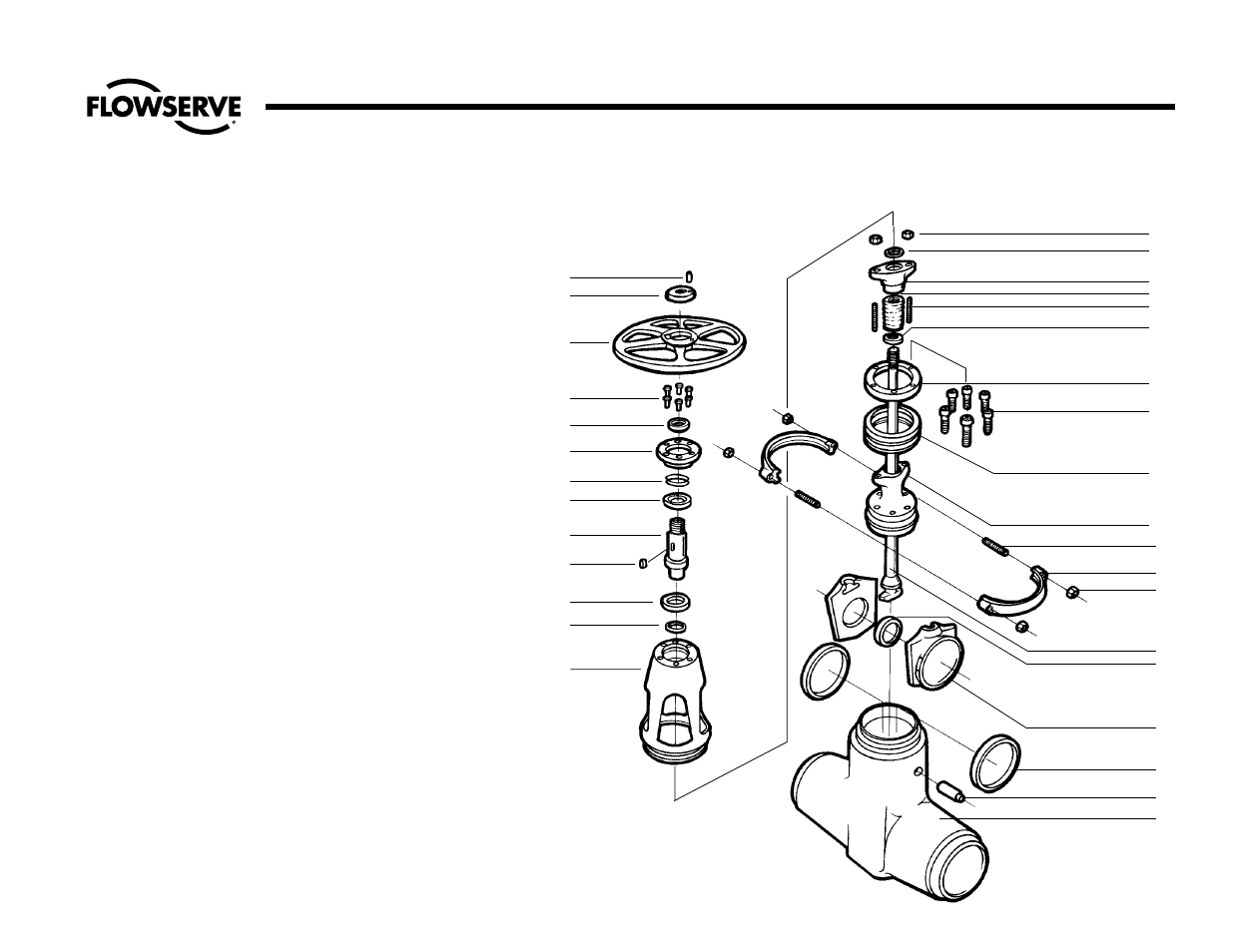 Exploded view, Edward valves, Typical exploded view of equiwedge gate valve | Flowserve V-378 R1 Edward Equiwedge Gate Valve User Manual | Page 19 / 31