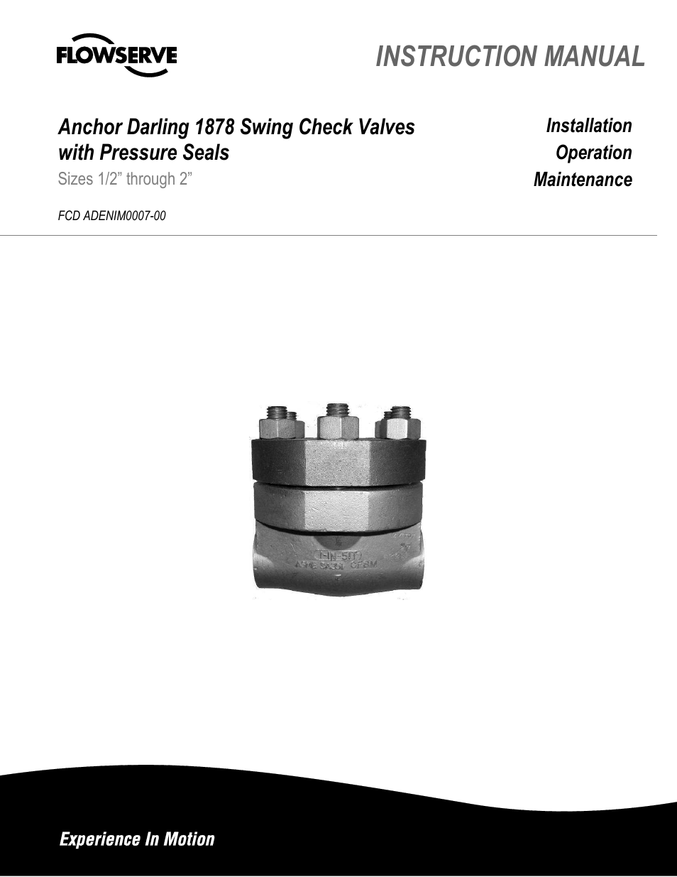 Flowserve 1878 Swing Check Valves with Pressure Seal User Manual | 14 pages