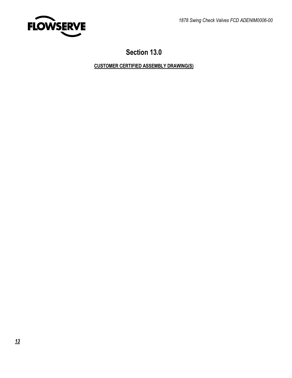 Flowserve 1878 Swing Check Valve User Manual | Page 13 / 14