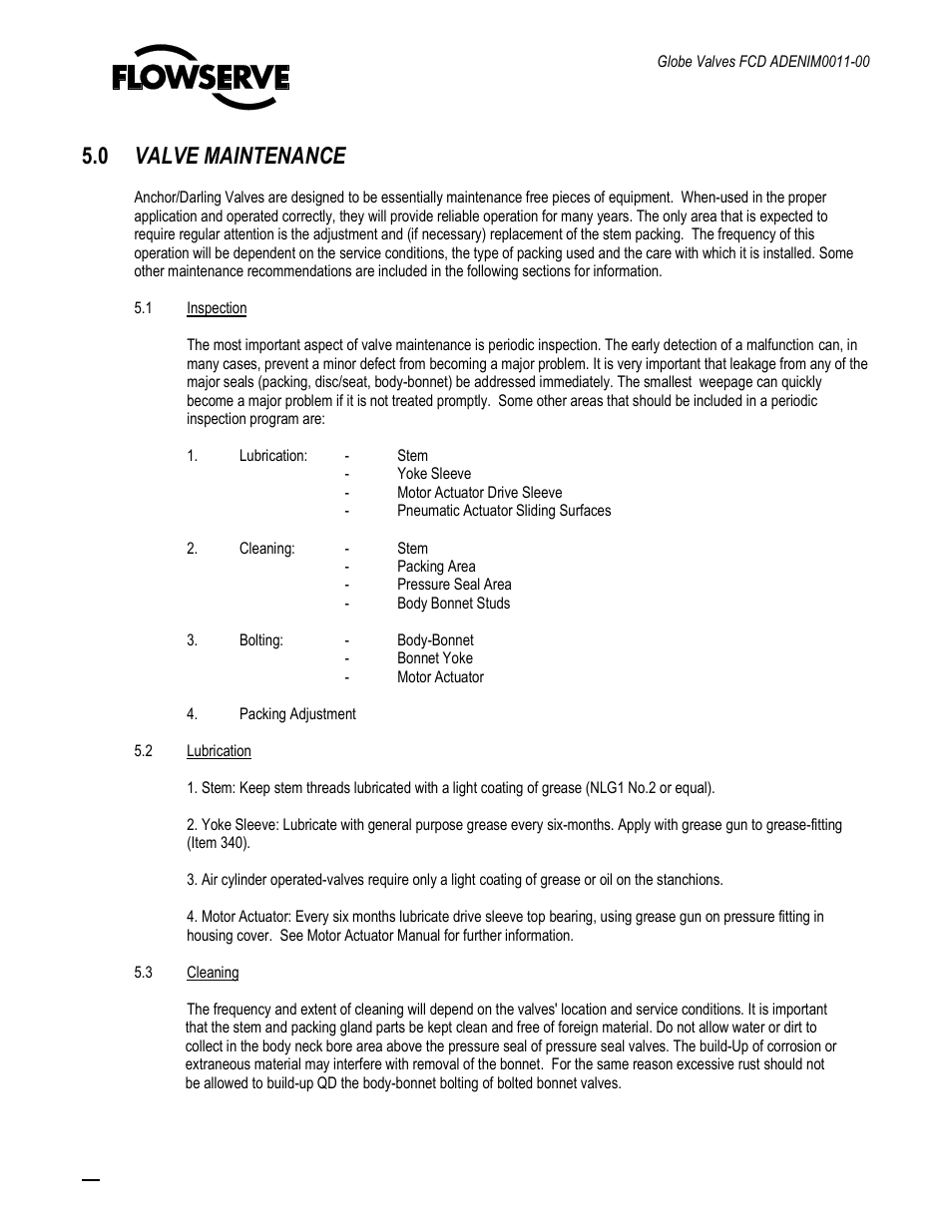 0 valve maintenance | Flowserve Cast Globe Valves User Manual | Page 14 / 33